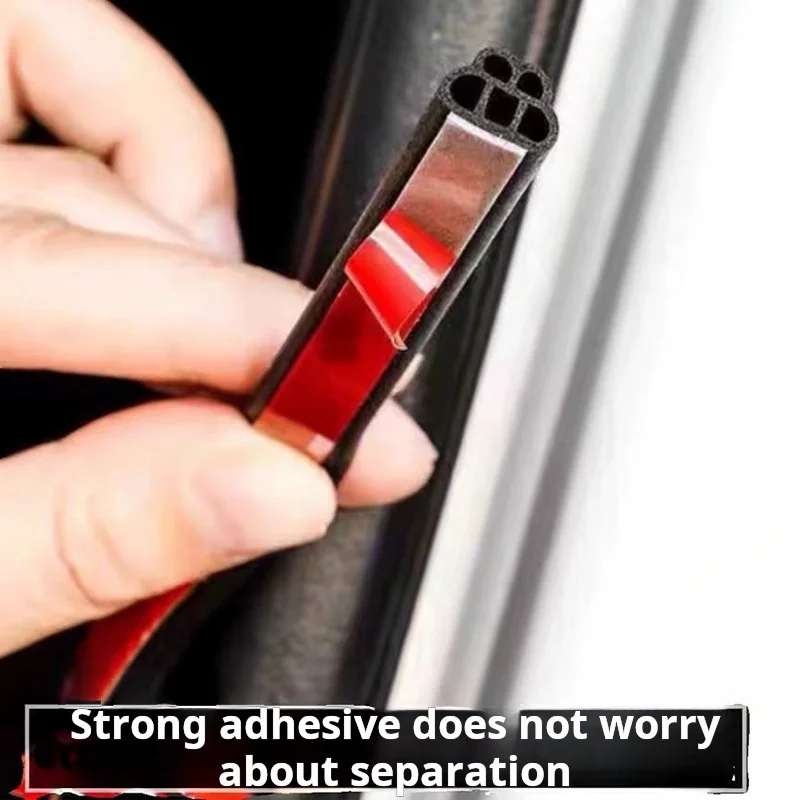 

5M Car Door Soundproof Sealing Strip Double-layer 5-hole Thickened Door Frame Soundproof Dustproof Waterproof Noise Reducing