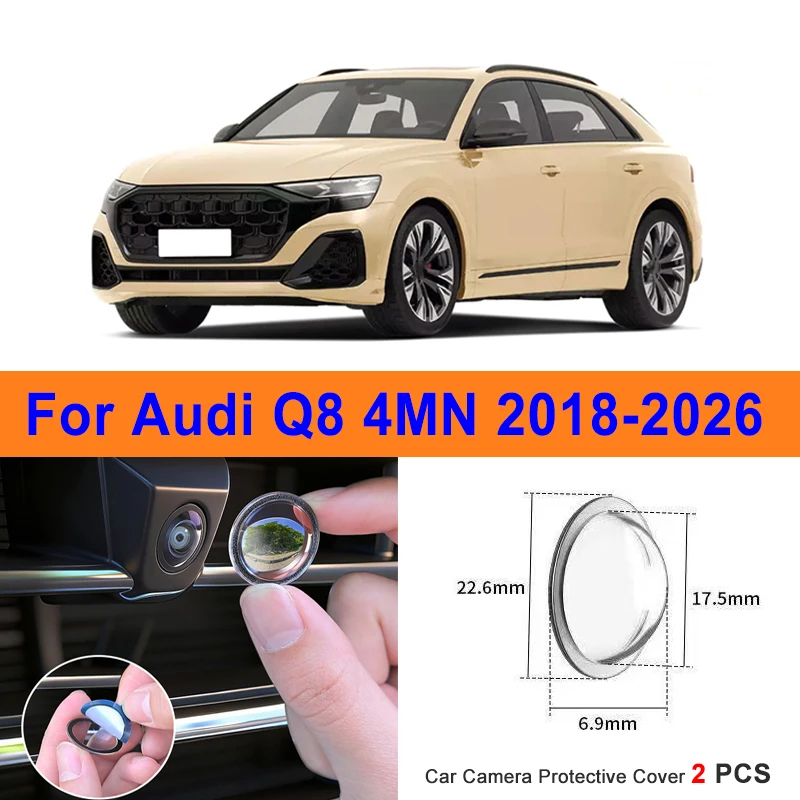 

360 Reverse Image Car Camera Cover Anti-Scratch PC Lens Protector Stickers For Audi Q8 4MN 2018-2026 2Pcs