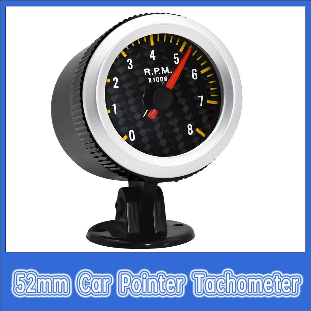 

12V Car LED Tachometer 0-8000RPM Car Pointer Tacho Gauge 52mm Red Led Backlight Tachometer for Car Racing 12V Fit 4/6/8 Cylinder