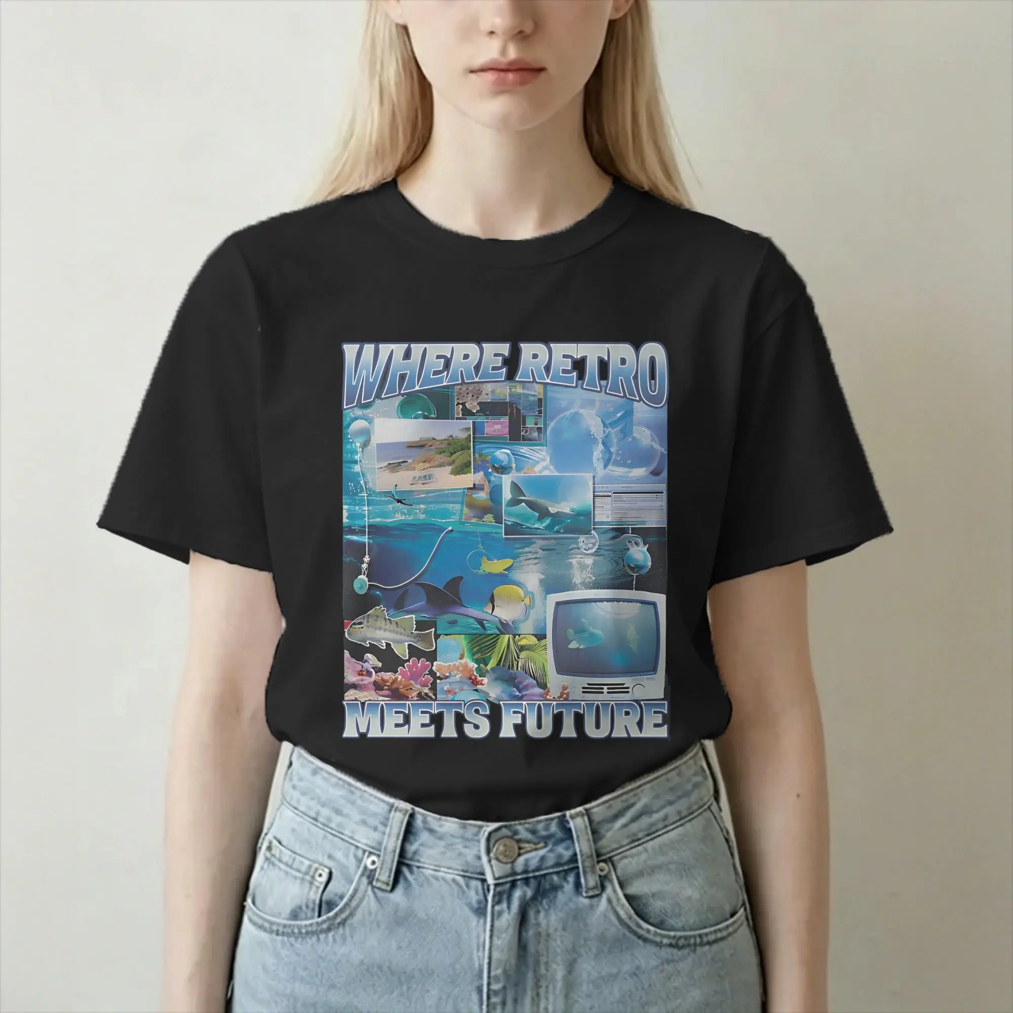 Frutiger Aero Where Retro Meet Future Old T Shirt for Men Women 100% Cotton T-Shirt Crewneck School Computer 2000's Tees Summer