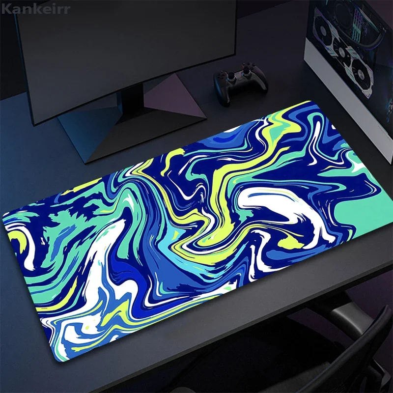 Large Desk Mat Gamer Rubber XXL 50x100 Mause Carpet Run Strata Liquid Computer Mouse Pad Gaming Accessory Mousepad Black White