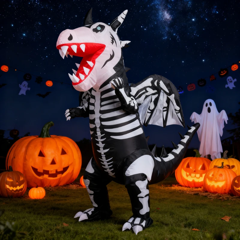 

Halloween Inflatable Skeleton Dragon Costume Adult Cosplay Scary Funny Blow-Up Outfit Halloween Party freak Performance suits