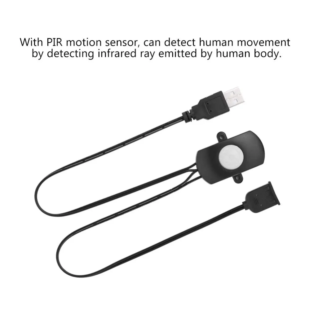 PIR Motion Sensor Switch, Infrared Motion Sensor USB Human Body Movement Sensor for LED Strip DC 5V/12V/24V Adjustable Sensor