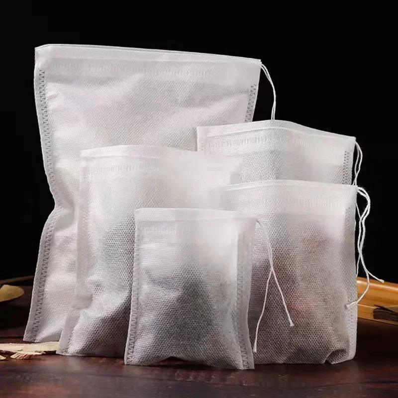 100Pcs Disposable Tea Bags Food Grade Non-woven Fabric Tea Bags Infuser With String Spice Filter Bags For Tea Strainer Teabags