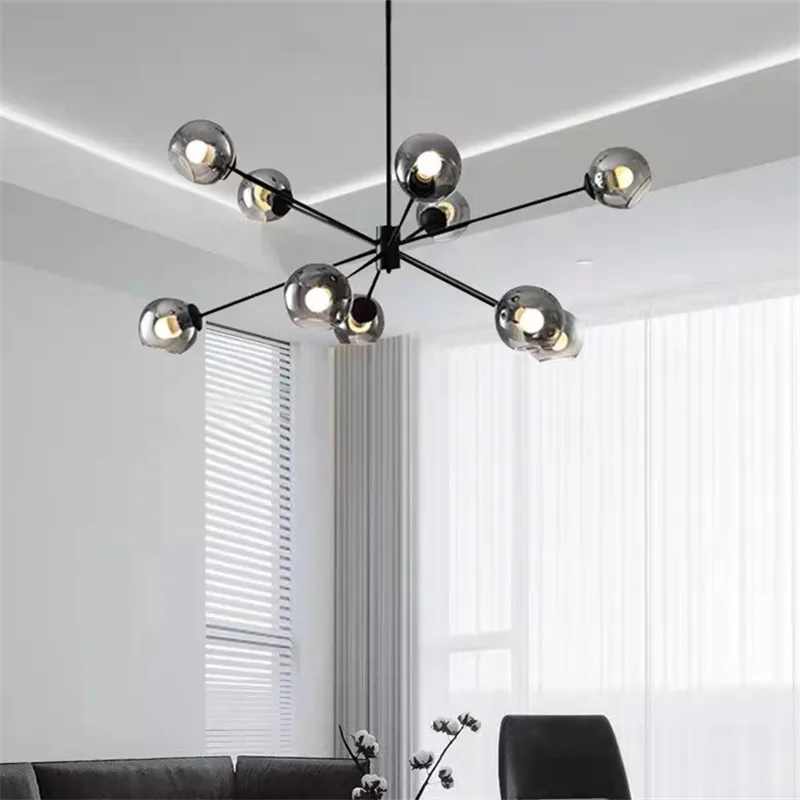 

Modern smoky gray glass chandelier Nordic LED molecular light Design Applicable Living Room Kitchen dining room chandelier