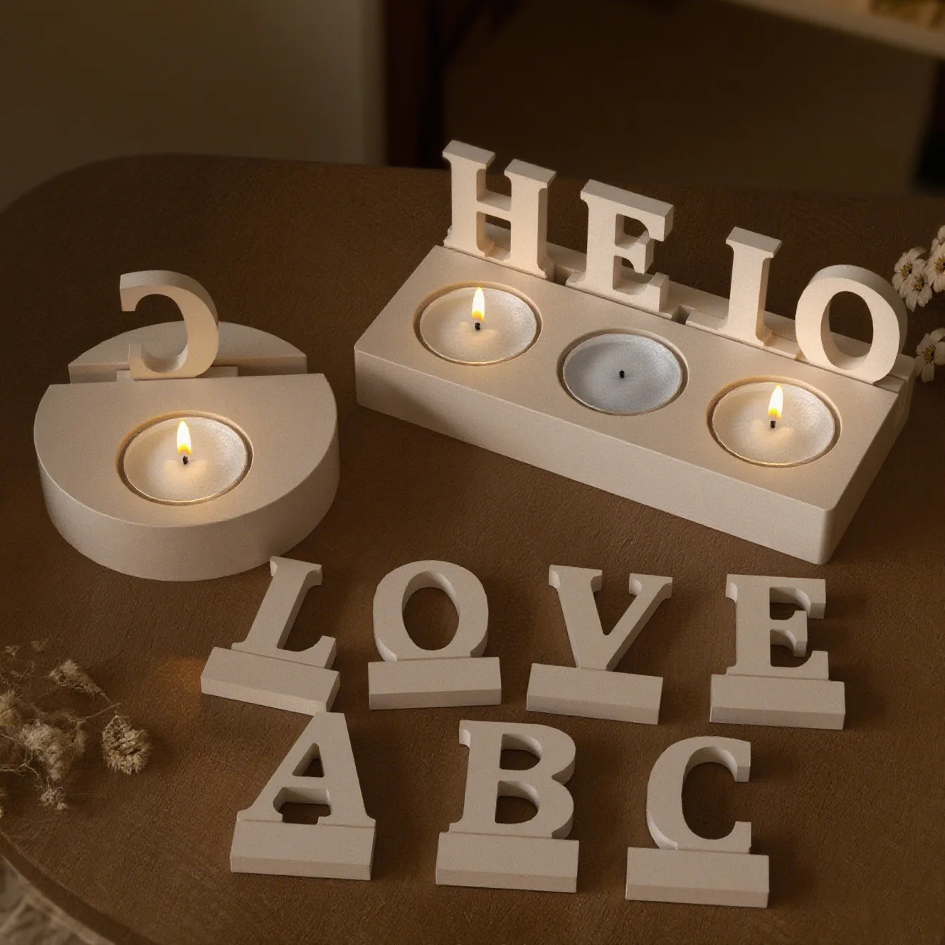 Letter plug-in decorative silicone mold, English letter splicing blessing message display table, scented plaster mold