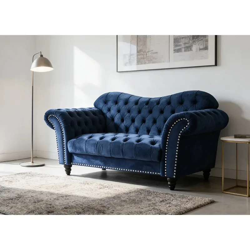 

# Modern Luxury Velvet Fabric Flared Arm Sofa Sets Living Room Furniture with Thumbtack Decorations