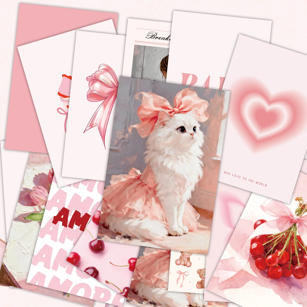 50 Stück rosa Themen-Wandkarten mit Aufklebern, für DIY Home Room Art Decor, Party-Hintergrund, ästhetisches Fotoalbum, Bastelprojekte-Karten – Detail 6