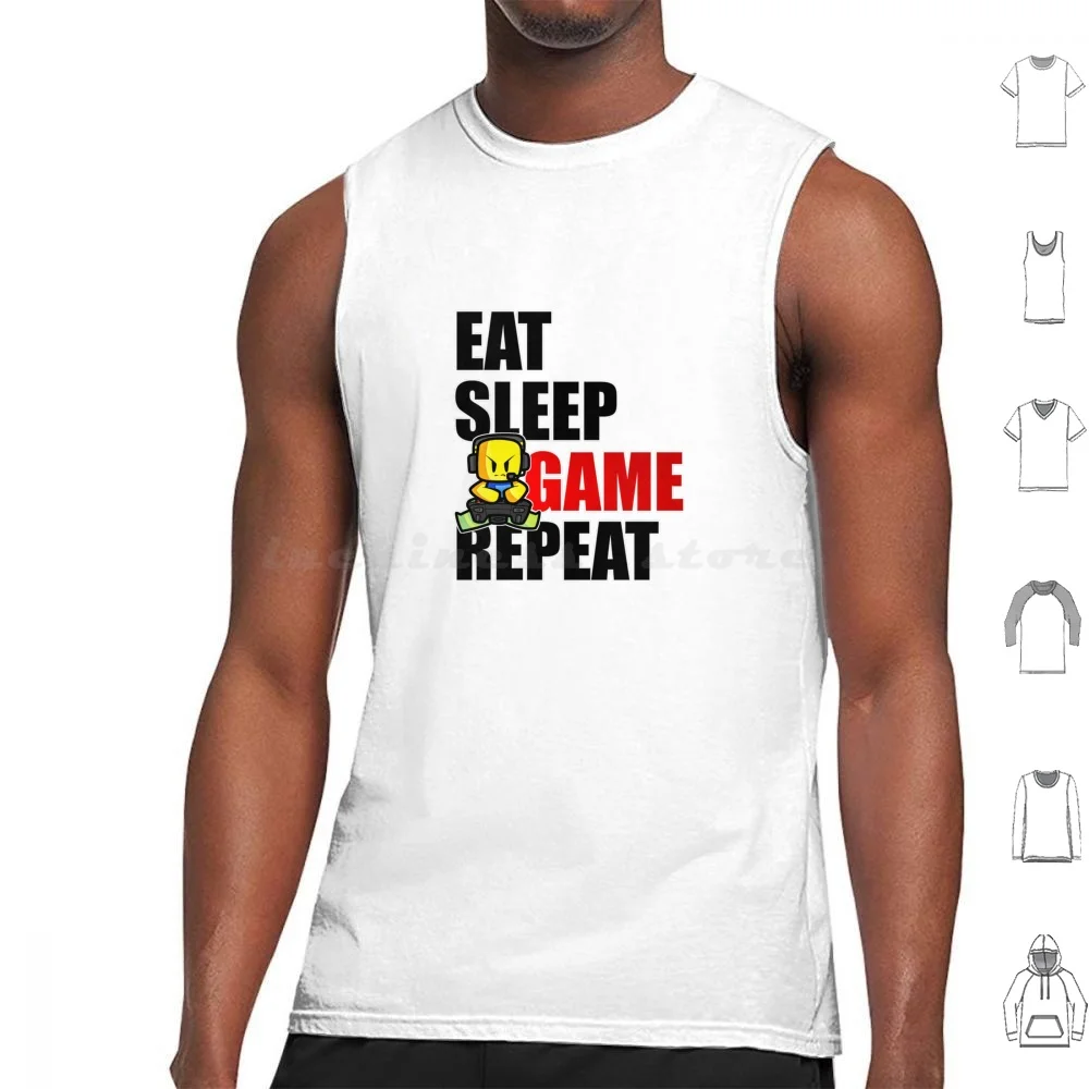 Cute Gaming Noob-Eat Sleep Game Repeat Tank Tops Vest Sleeveless Dab Dabbing Game Noob Heed Oof Game Block 3D Game