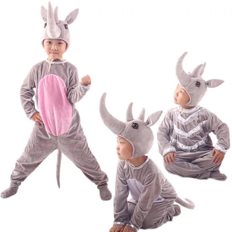 

Halloween Children's Cosplay Costumes Animal Performance Costumes Cute Cartoon Rhinoceros Parent-Child Performance Set