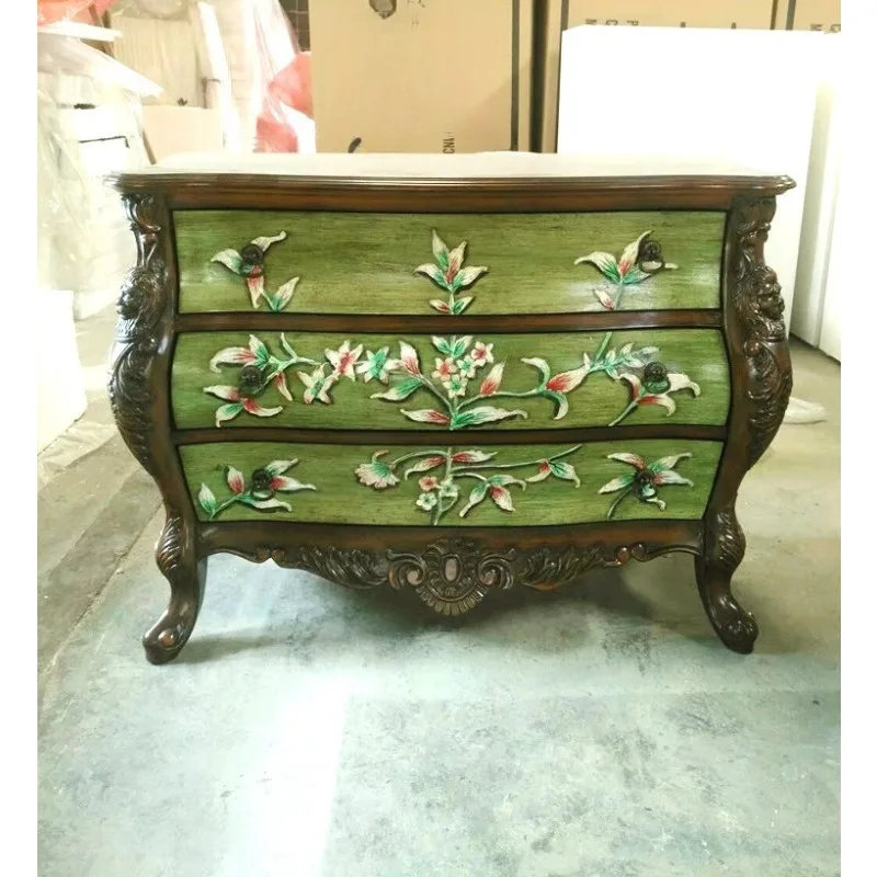 

American painting, furniture, lion head wave three-bucket cabinet, entrance entrance cabinet, storage, decoration, ornament