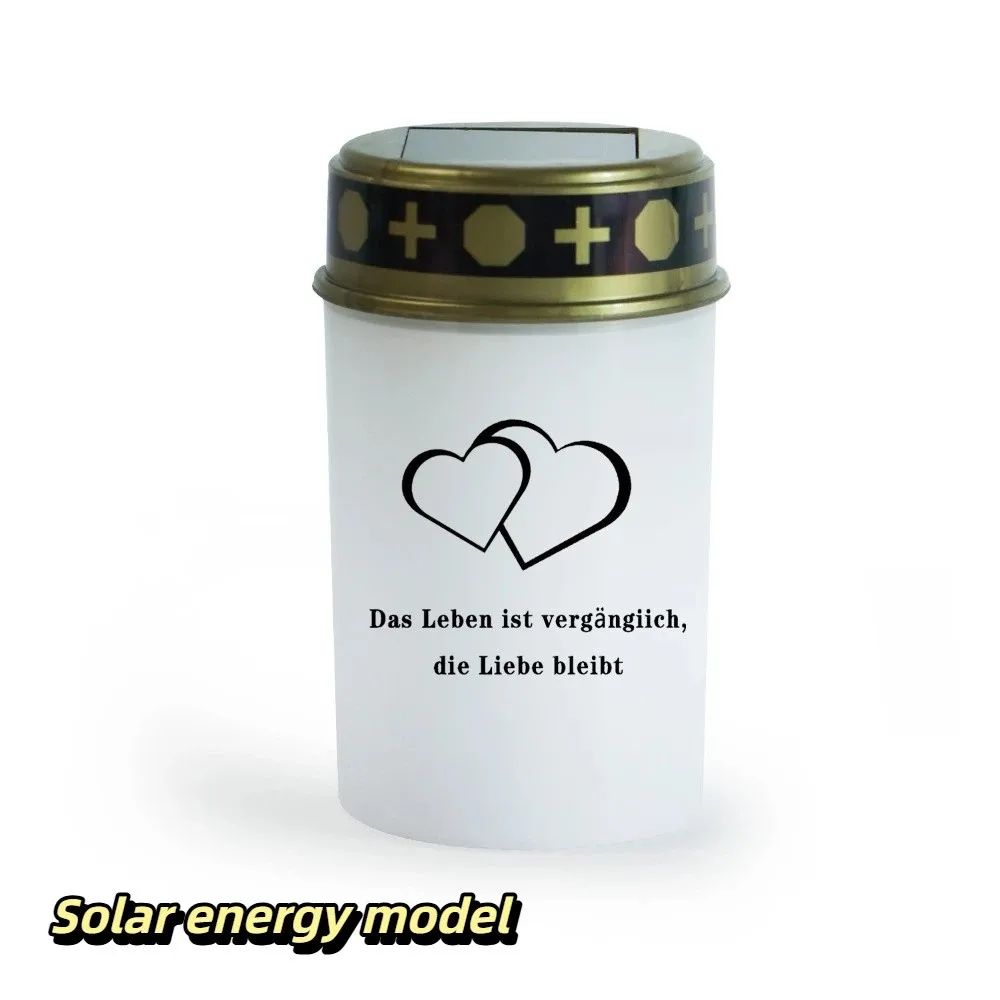 Solar Powered Memorial Grave Light AA Battery Powered Flameless Eternal Lamp Weather Resistant Plastic DIY Assembly Kit Cemetery