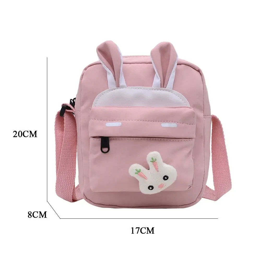 Cute Cartoon Rabbit Messenger Bag for Women Fashion Girl Kawaii Crossbody Shoulder Bag Nylon Cloth Waterproof Mobile Phone Bag