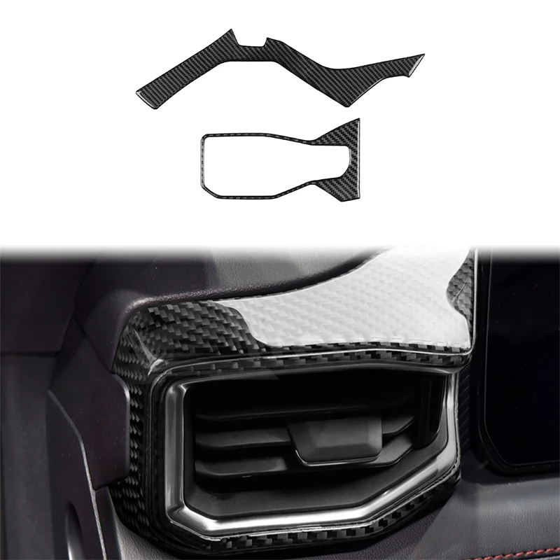 For Ford Mustang 2024 2025 Refit Carbon Fiber Car Air Conditioner Main Driver Outlet Panel Piano Black Interior Sticker