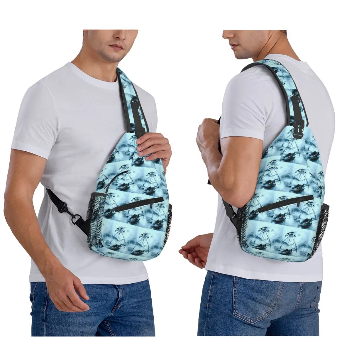 War Of The Worlds Tripod Chest Bag Men Sling Crossbody Backpack Chest Bag Travel Hiking Daypack Shoulder Bag