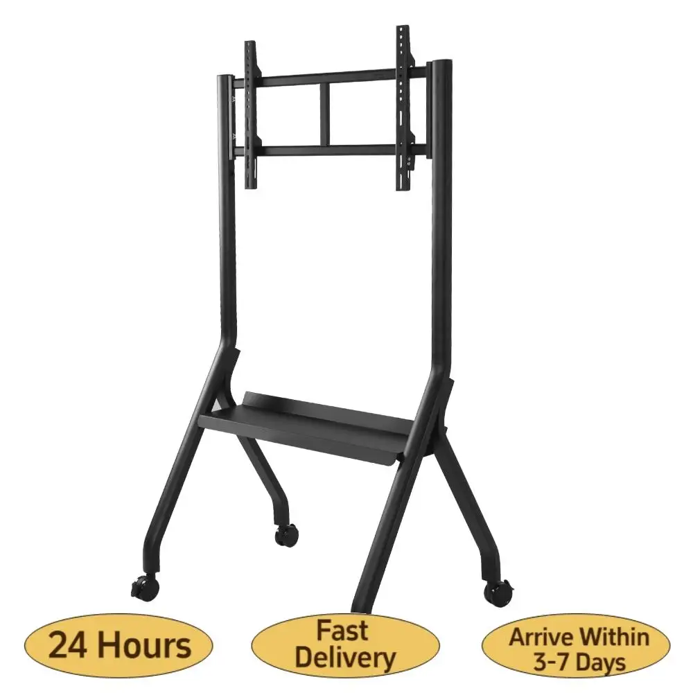 Rolling TVs Bracket for 42-75 Inch Screen Height Adjustable Moving TV Stand with Wheels & Laptop Shelf for Office/Classroom/Home