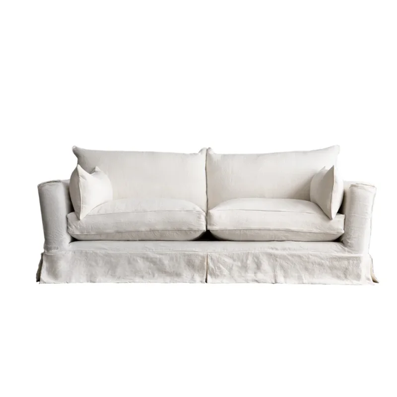 

Double-layer down sofa homestay apartment designer cotton and linen sofa removable and washable living room straight sofa