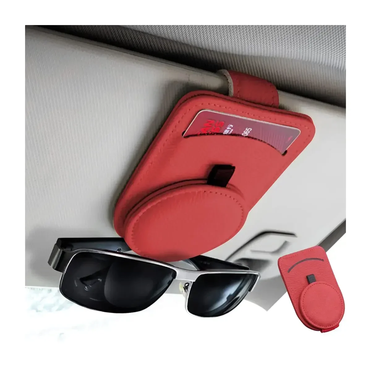 Sunglass Holder for Car Visor, Magnet Adsorbed Sunglasses Holder for Car, Car Visor Sunglasses Clip for Glasses Cards