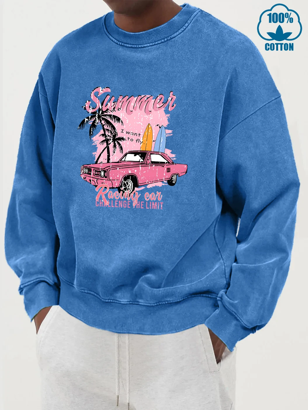 Sommer-Rennwagen-Herausforderungsdrucke, männliches Sweatshirt aus gewaschener Baumwolle, lässig, lockere Pullover, warmer Street-Hoodie, bequem, weich, Streetwear