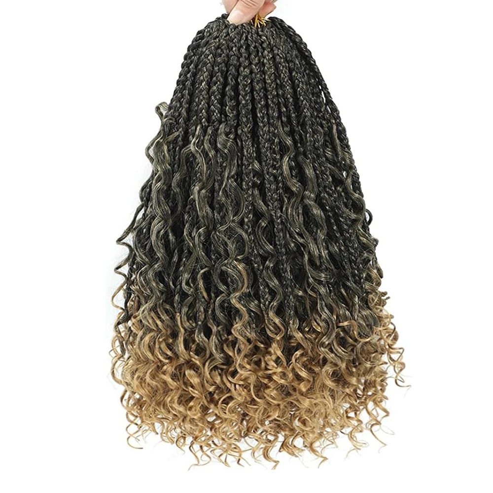 Вязание крючком Box Braids Goddess Box Braids Вязаные крючком волосы Синтетические косички в стиле бохо Вязаные крючком косы для волос Bohomian Box Braid Вязаные крючком волосы