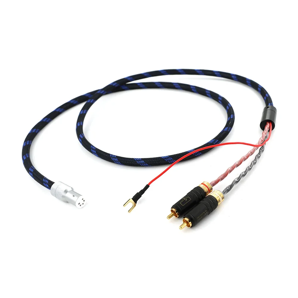 جديد OFC مطلي بالفضة مع التدريع RCA 5 دبوس DIN XLR U المجرف المكونات الصوت فونو Tonearm كابل مع سلك أرضي