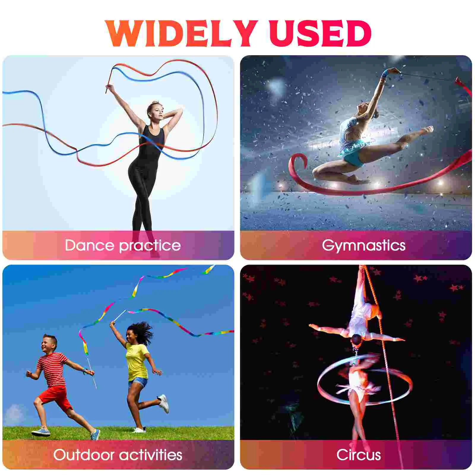 Colorful Gym Dance Ribbon Rhythmic Girl Art Gymnastics Ballet Streamer Twirling Rod Rainbow Stick Sports Training