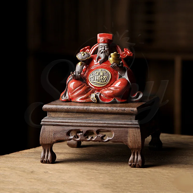 

Chinese Ceramics God of Fortune Character God of Wealth Statue Feng Shui Home Living Room Office Statue Decorative