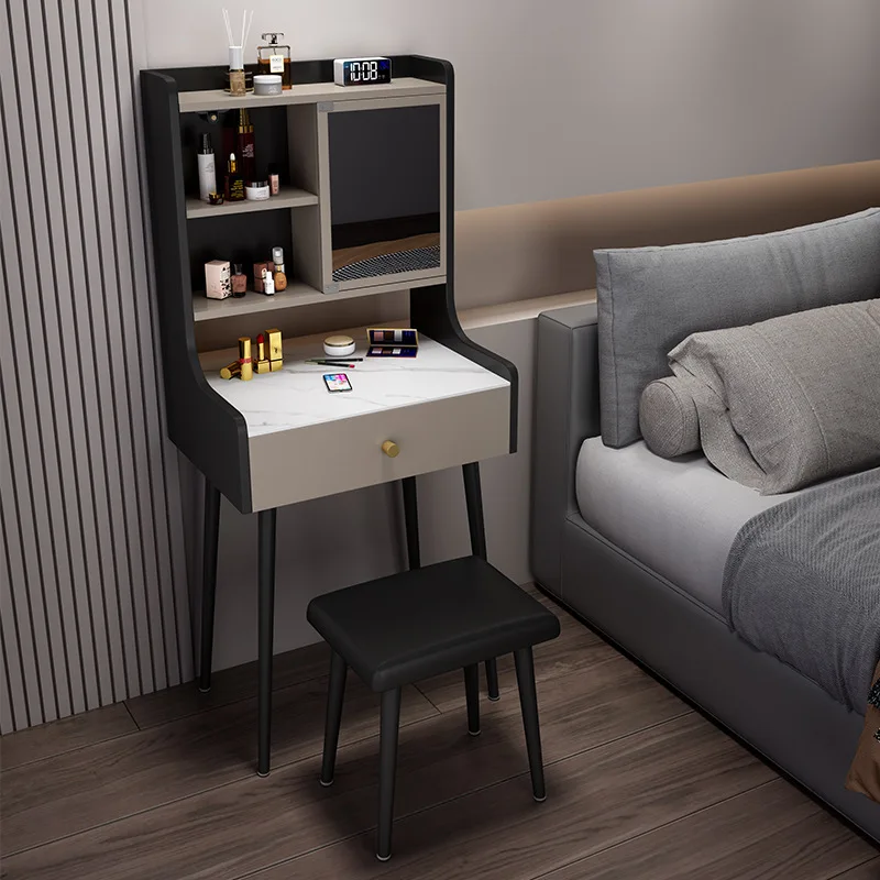 

Modern minimalist Internet celebrity multi-functional dresser bedroom small light luxury rock slab e****mical simple makeup tabl