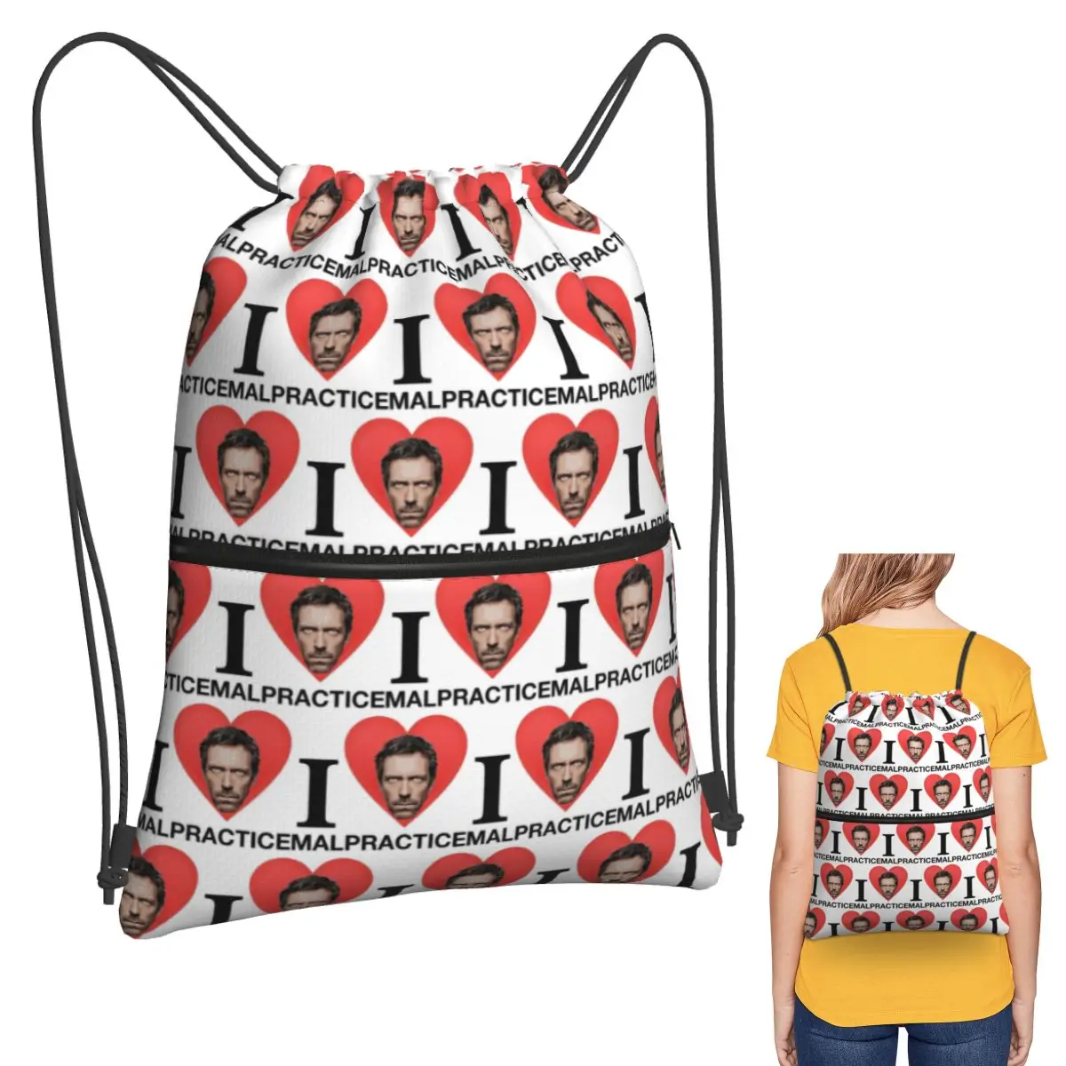 

Dr House MD TV Backpacks Casual Drawstring Bundle Pocket Sports Bag Book Bags for Travel Students