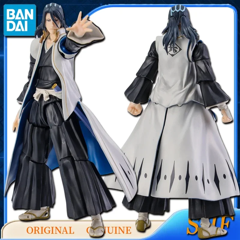 Bandai BLEACH asli SHFiguarts BYAKUYA KUCHIKI Anime figur aksi mainan untuk anak-anak hadiah perakitan Model ornamen