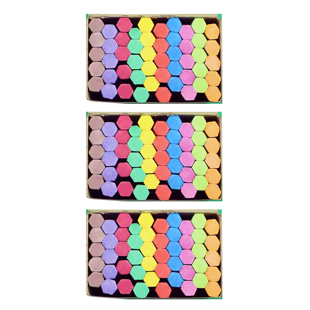 3 Boxes Hex Chalk Outdoor for Kids School Colorful Teaching Portable Washable Dust-free Dustless Chalks Plaster Child