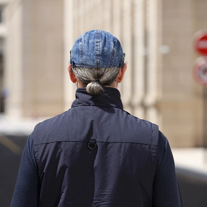 Denim-Zeitungsjungenmütze im japanischen Stil für Herren, modischer Retro-Hut, vielseitige Baskenmütze im koreanischen Stil, lässige Zeitungsjungenmütze für Damen, trendig – Detail 4