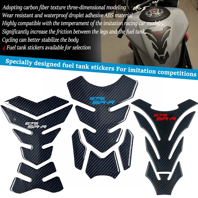 For 675SR-R SR675 675 SR-R 2024 2025 2026 Motorcycle accessories Carbon Fiber 3D Oil Fuel Gas Tank Pad Decal Protector Sticker