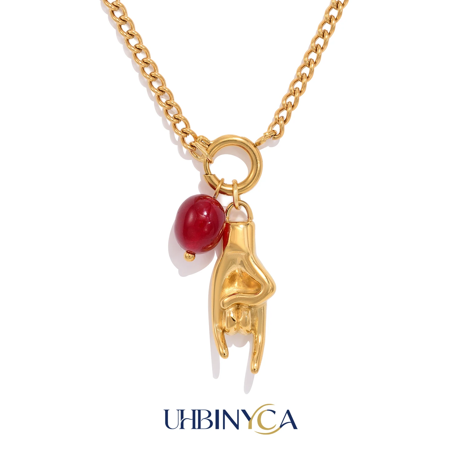 Hip Hop Hand Gesture Pendant Removable 18K Gold Plated Stainless Steel Hypoallergenic Women's Daily Party Fine Statement Jewelry