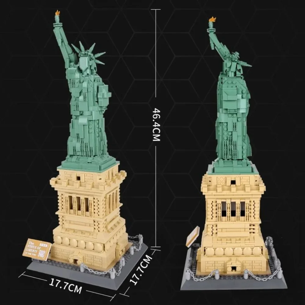 Cute Version Statue Of Liberty Of US Building Blocks  World Famous Architecture Bricks City Street View Toys Gifts For Children