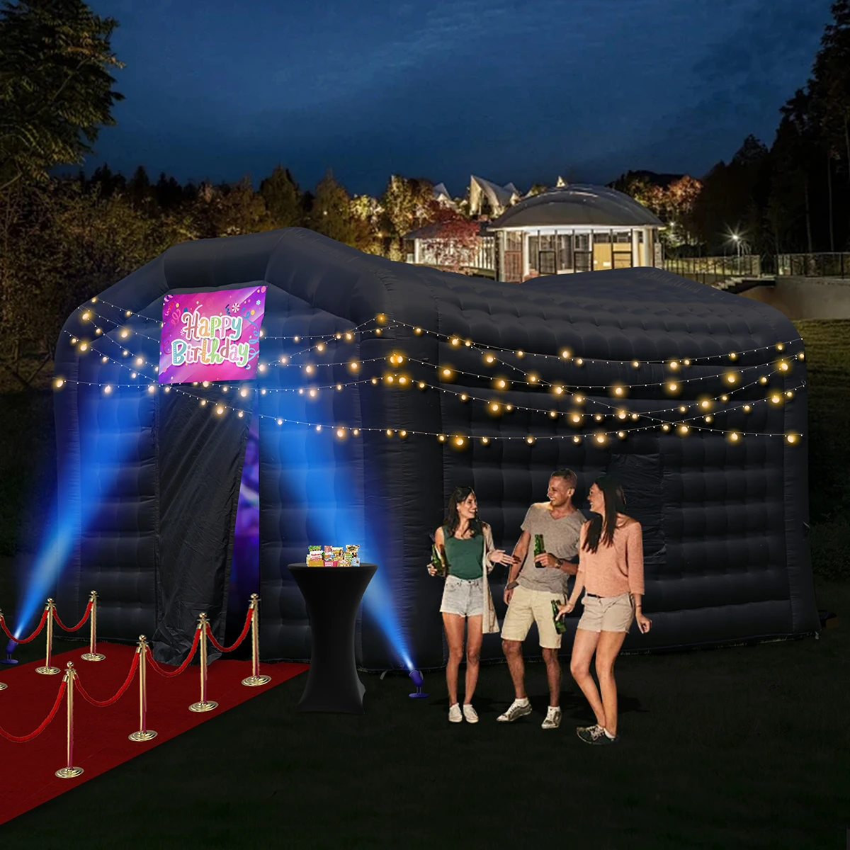 Tienda inflable portátil para discoteca, tela Oxford de 18x16x12 pies, patio al aire libre, tienda de fiesta inflable en cubo para niños y adultos a la venta