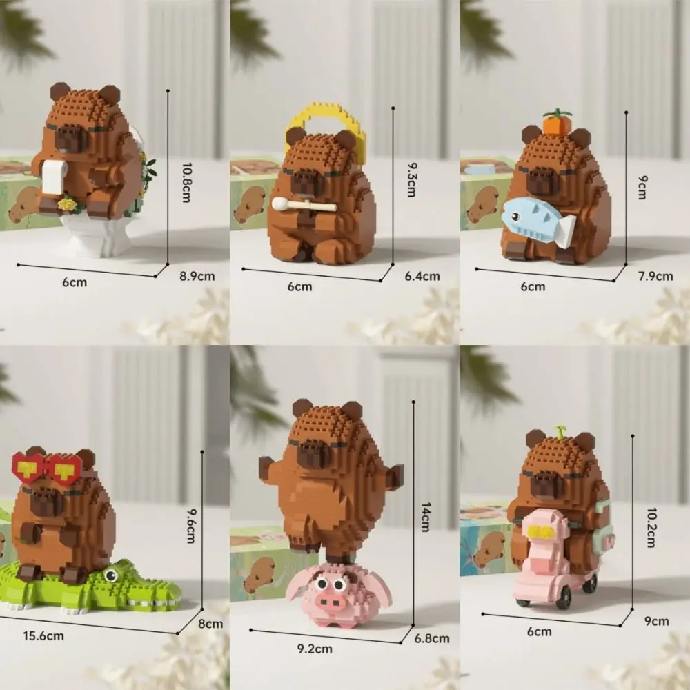 Novo capivara dos desenhos animados blocos de construção animais micro diamante nanobricks capivara diy modelo tijolos de construção brinquedos das crianças