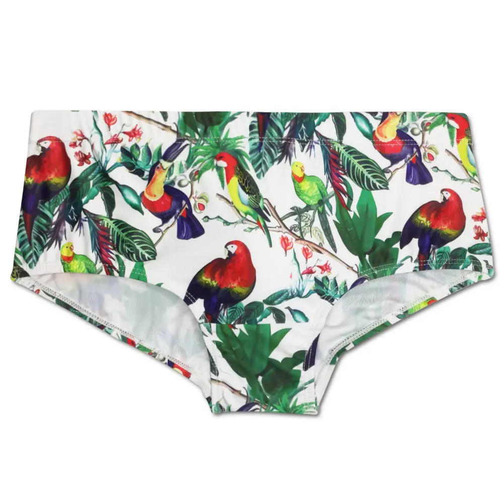 2024 Fashion Bird Print Swimwear Men Swimming Trunks Sexy UXH Push Up Pad Swimsuit Mens Swim Briefs Men\'s Bathing Suit Beachwear