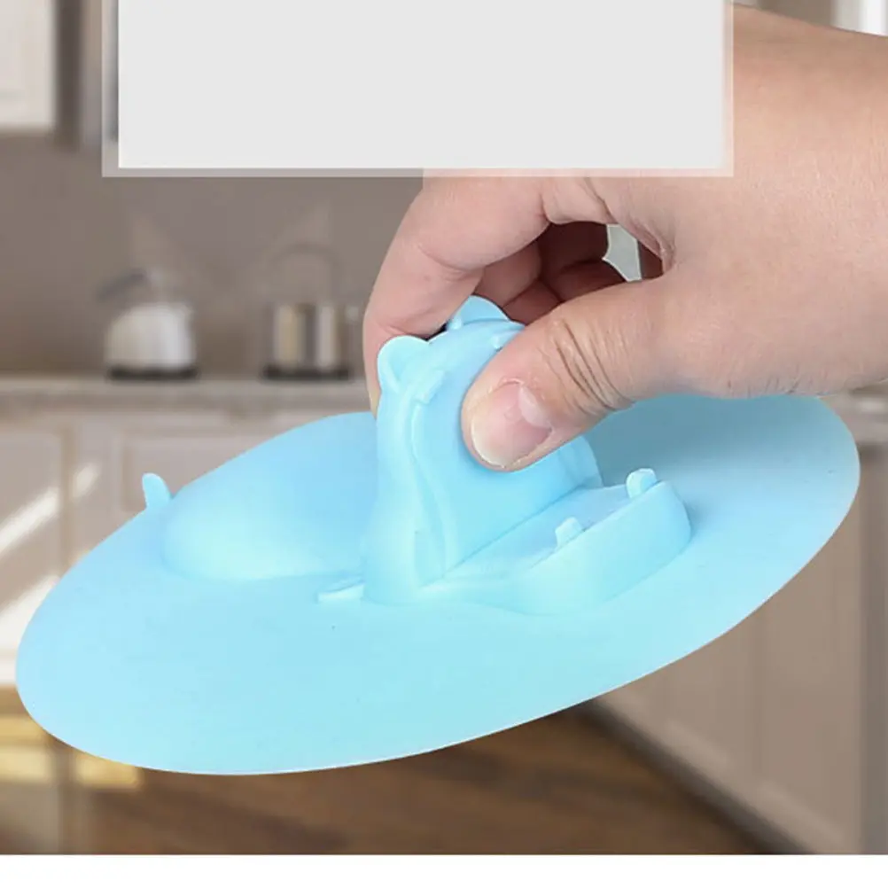 

Hippo Cartoon Floor Drain Plug Large Silicone Sink Water Shutoff Plug Suction Cup Kitchen Bathroom Tub Hair Stopper Strainer