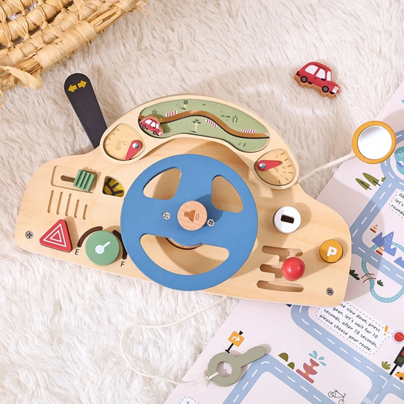 

Montessori Steering Wheel Wooden Busy Board Games Baby Toys 0 12 Months Education Toys for Kids Toy Toddler Toys Gifts Baby