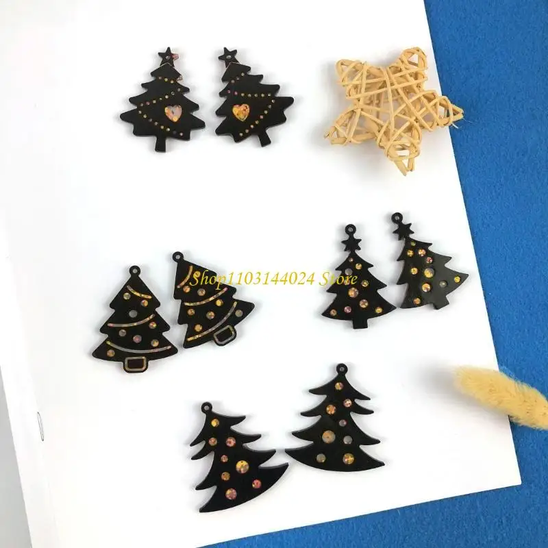 N5KE 9Pcs Epoxy Geometric Mold Christmas Tree Earrings Pendant Keychain Silicone Mold