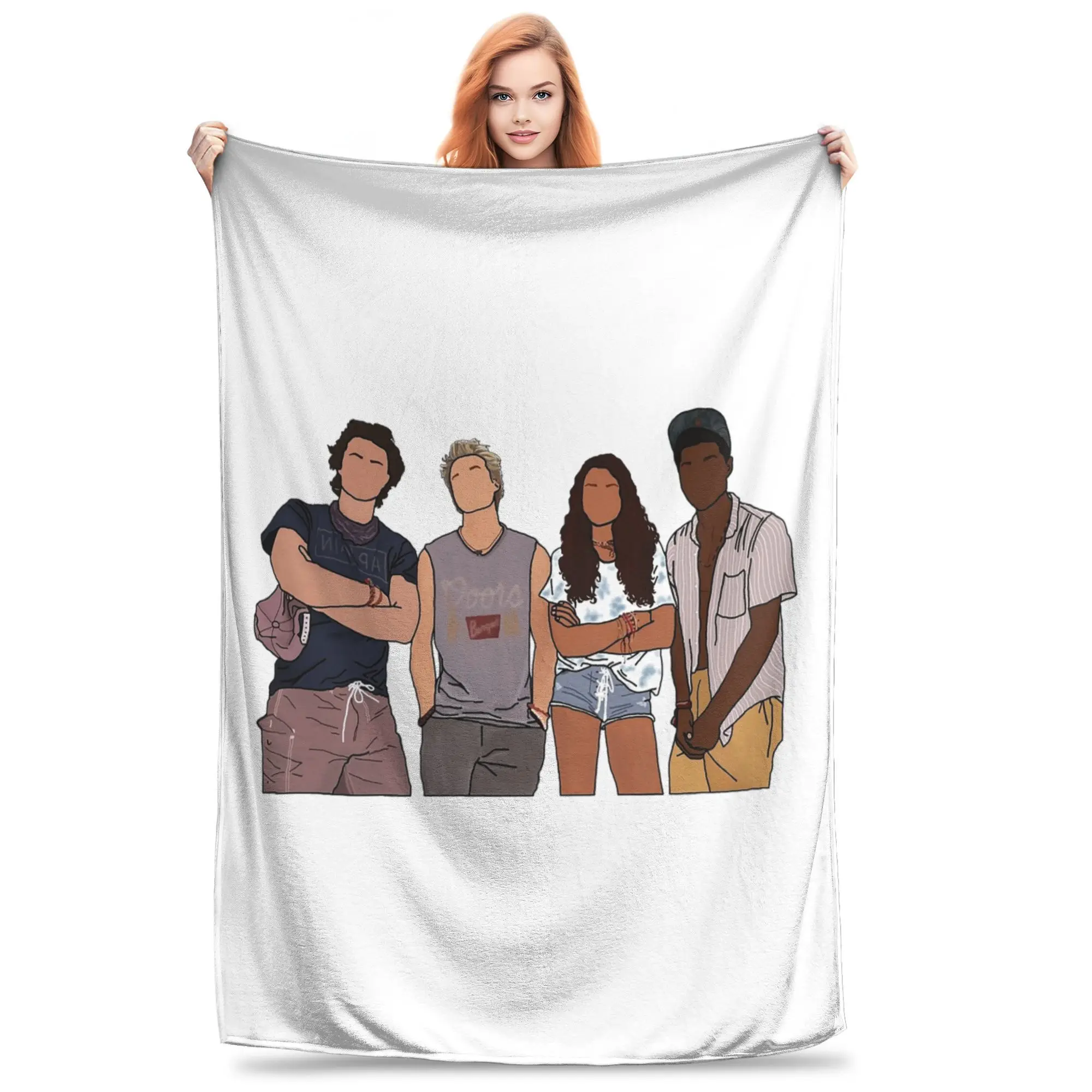OBX The Pogues Blankets Soft Warm Flannel Throw Blanket Cover for Bed Living room Picnic Travel Home Couch