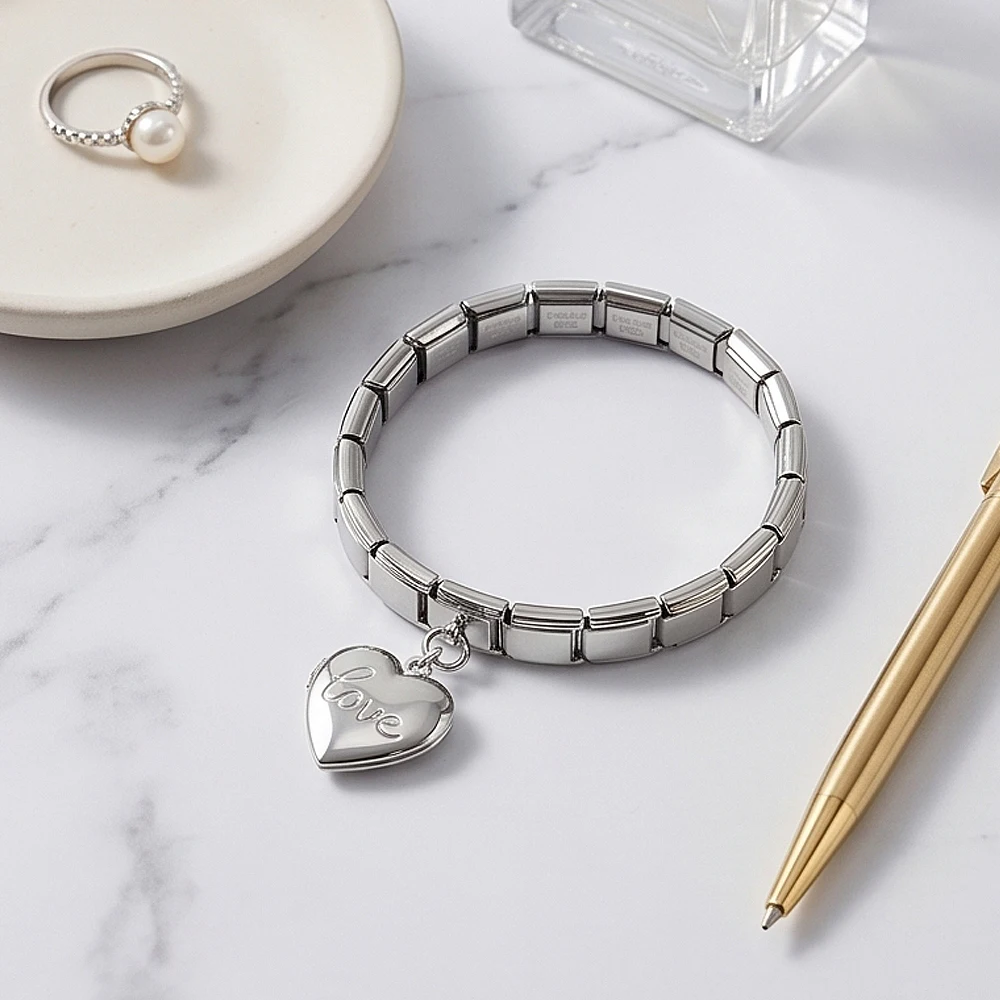 1 Stück Personalisierter Foto-Medaillon-Anhänger, Italienischer Charm-Anhänger, passend für 9mm Edelstahlarmbänder, DIY-Perlen-Schmuck – Detail 7