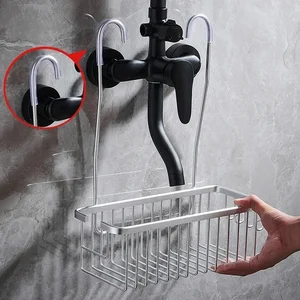 Estante de baño de aluminio sin perforación, estantes de la ducha Soporte de champú, organizador de almacenamiento de canasta Accesorios de baño 8 mejores caddies de baño de ventas - №6