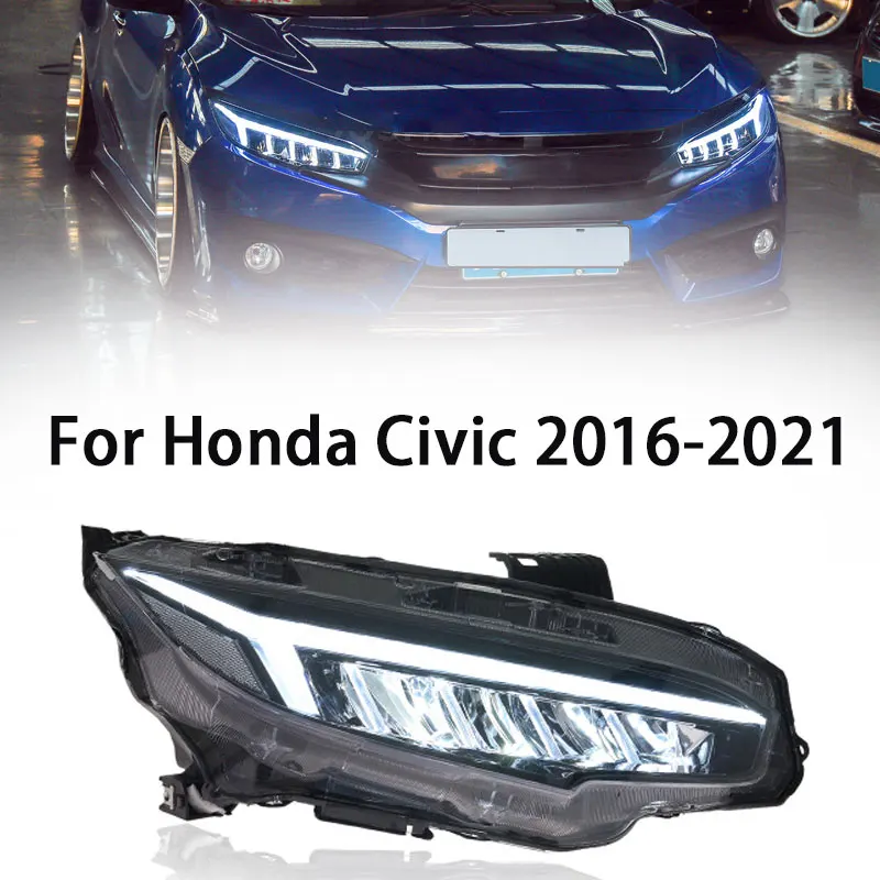 Headlights Assembly for 10th Gen Honda Civic 2016 -2022 Full LED Head Lamp with Sequential Turn Signal Headlight Assemblies