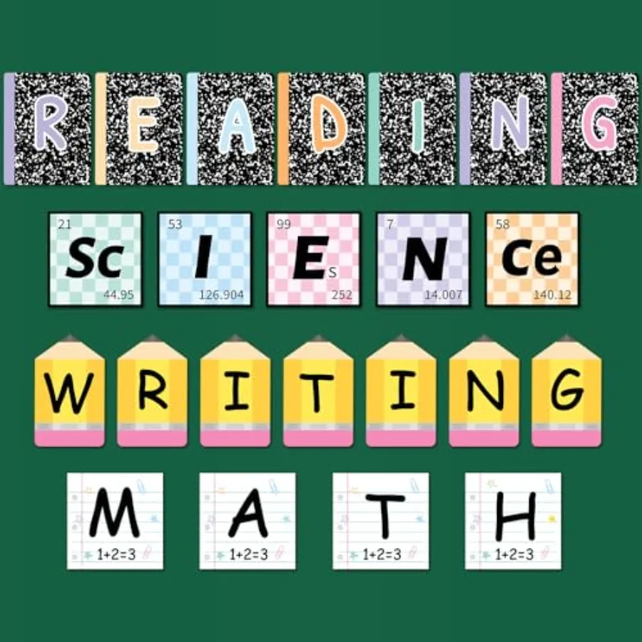 

23 Pcs Core Subjects Bulletin Board Decorations Science Reading Math Writing Banner Core Subjects Bulletin Board Composition Su
