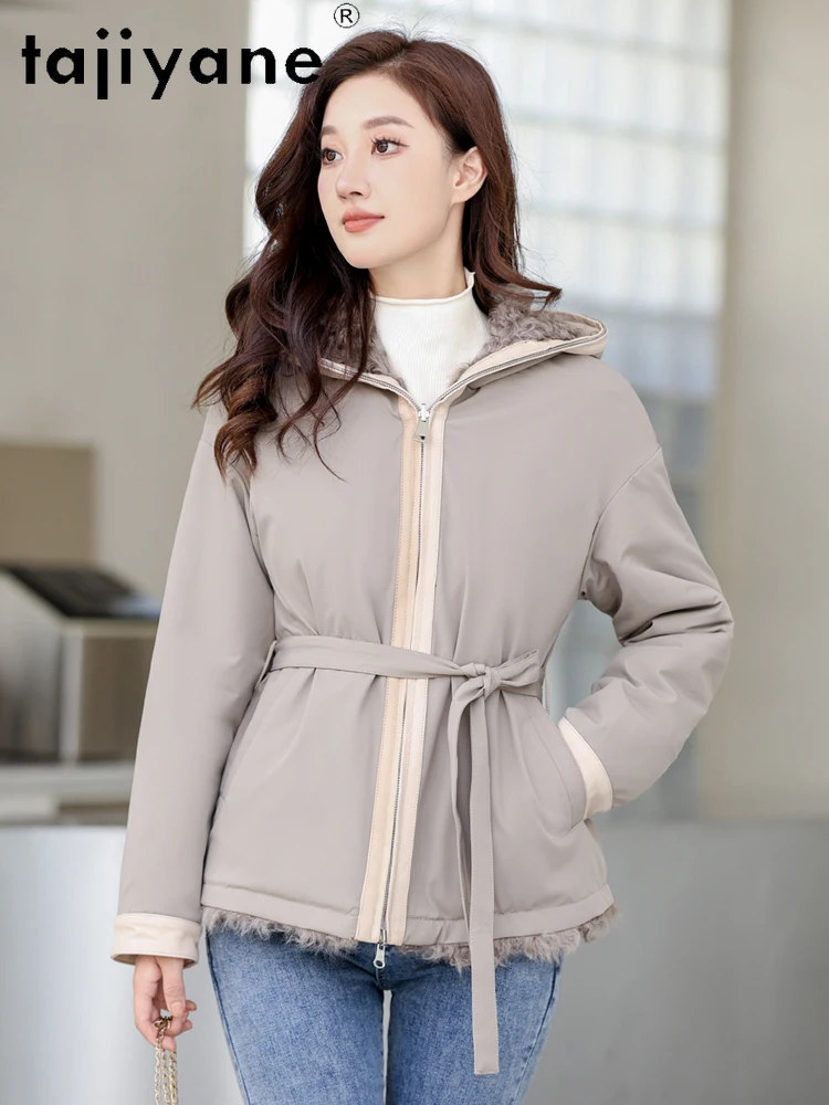 TAJIYANE Naturale Xiaohu Lana Cappotto di Pelliccia di Pecora per Le Donne Chic Reversibile Capispalla Cappotti Caldi 2025 Nuova Donna Abbigliamento fourrure