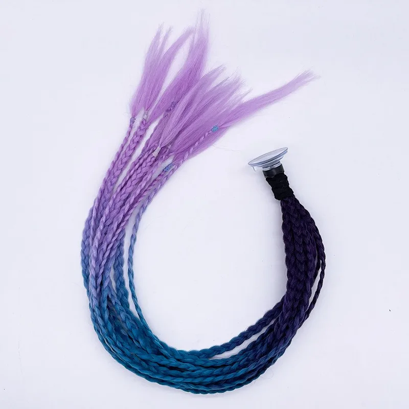 خوذة دراجة نارية اكسسوارات الديكور اللون التدرج القذرة جديلة خوذة شعر مستعار انفصال مصاصة الملاكمة جديلة ذيل حصان شعر مستعار