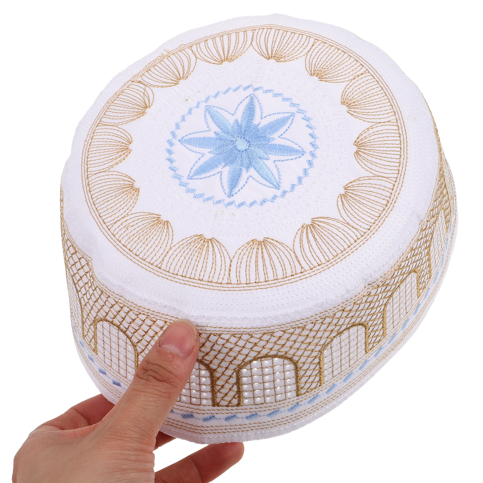 

Muslim Prayer Cap Embroidered Adjustable Bandana Hats for Men Islamic Worship Holiday Caps Lightweight Cotton Polyester Travel