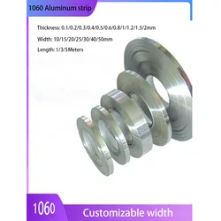 1/2/5M 1060 Aluminum Strip Thick 0.1mm - 2mm Width 10 15 20 25 30 40 50mm Aluminum Foil Thin Sheet Plate for DIY Material Washer